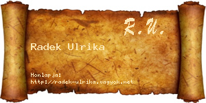 Radek Ulrika névjegykártya
